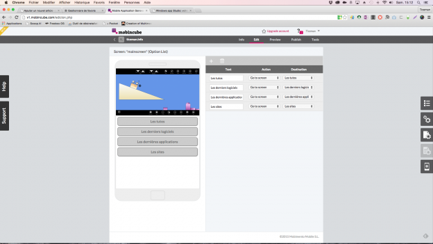 Mobincube: créeer votre application iOs, Android ou windowsphone, de façon très graphique