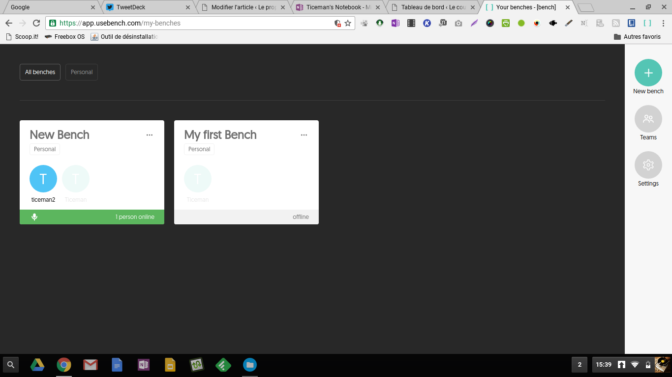 Bench: un espace collaboratif à mi chemin entre padlet, portfolio et discussion instantanée