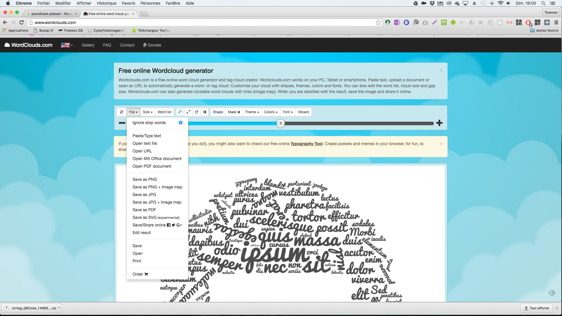 Wordclouds.com: vos nuages de mots avec formes personnalisées