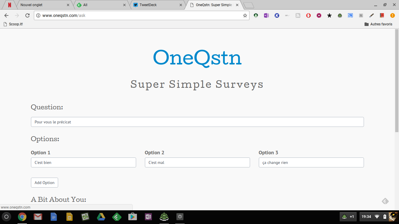 OneQstn: créer des sondages en ligne et sans inscription