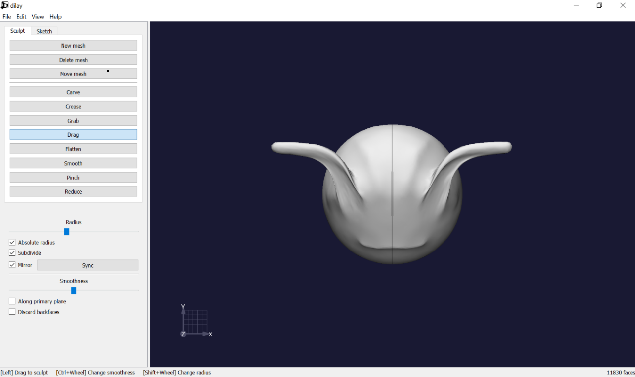 Dilay 3d Sculpting: sculptez virtuellement sur Linux et Windows