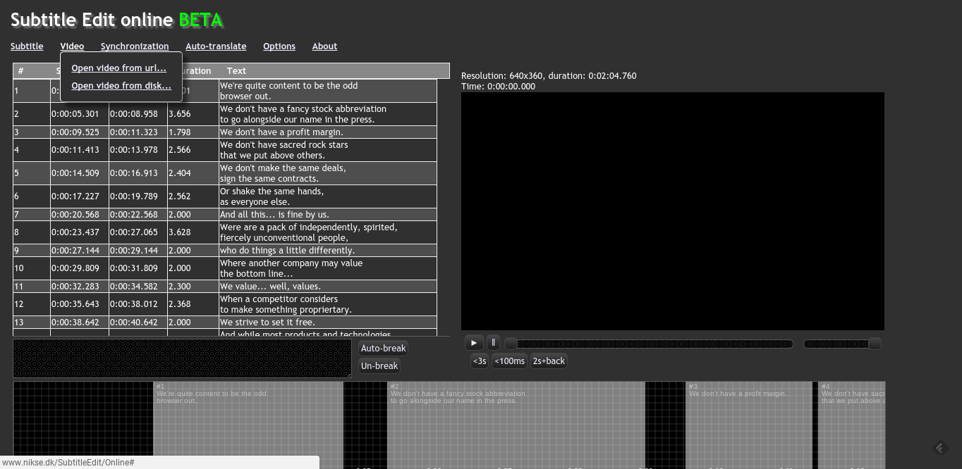 Subtitle Edit online: crez les sous titres de vos videos simplement