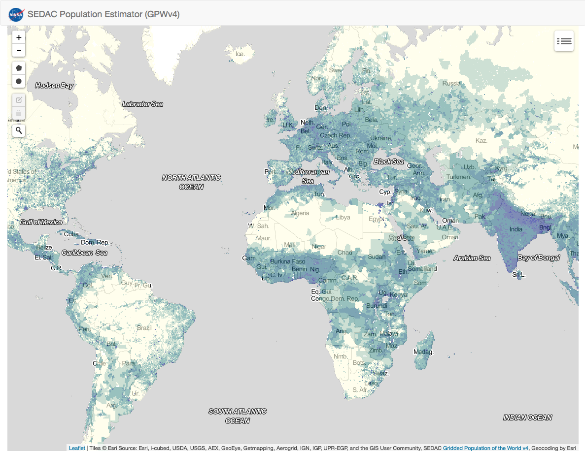 Sedac’s population estimator: calculez la population d’une zone de votre choix