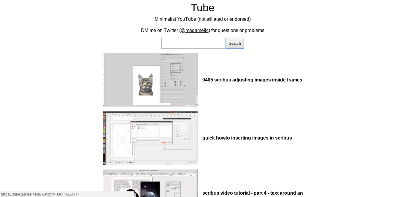 Tube: rechercher et visualiser des vidéos youtube sans aucune distraction